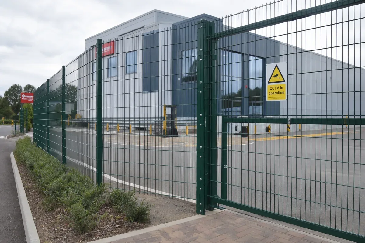 Commercial mesh security fencing around a Staffordshire business yard