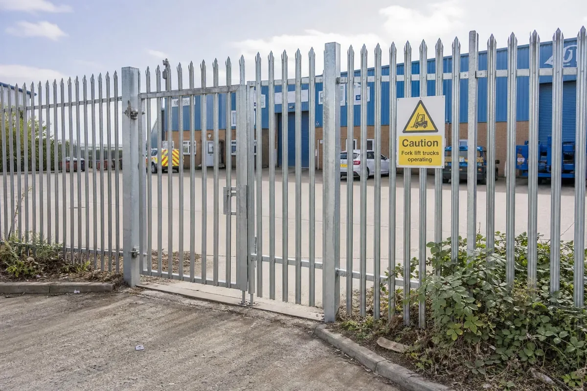 Palisade security fencing with access gate in Stoke-on-Trent